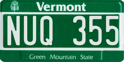 VT license plate NUQ355