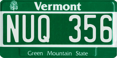 VT license plate NUQ356