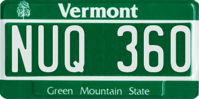 VT license plate NUQ360