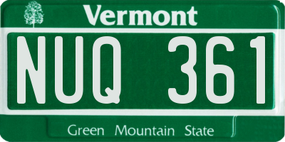 VT license plate NUQ361