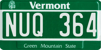 VT license plate NUQ364