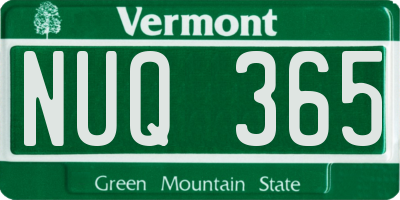 VT license plate NUQ365