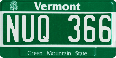 VT license plate NUQ366
