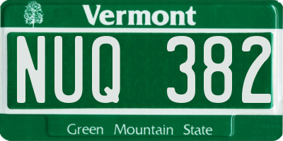 VT license plate NUQ382