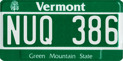 VT license plate NUQ386