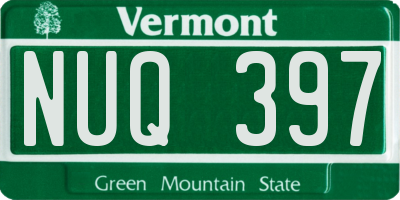VT license plate NUQ397