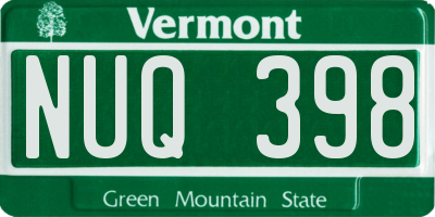 VT license plate NUQ398