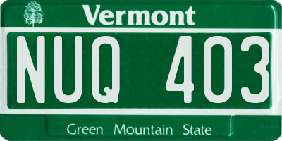 VT license plate NUQ403