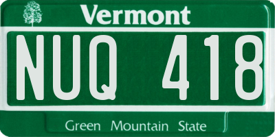 VT license plate NUQ418