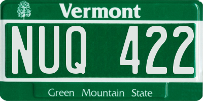 VT license plate NUQ422