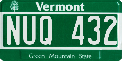 VT license plate NUQ432