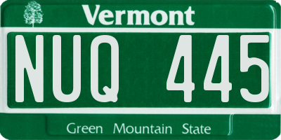 VT license plate NUQ445