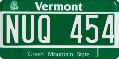 VT license plate NUQ454