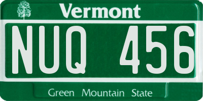 VT license plate NUQ456
