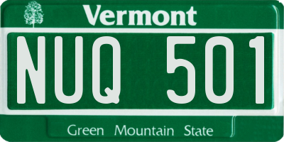 VT license plate NUQ501