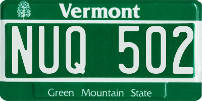 VT license plate NUQ502