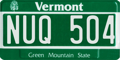 VT license plate NUQ504
