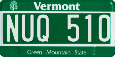 VT license plate NUQ510