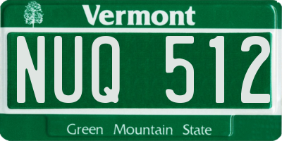 VT license plate NUQ512