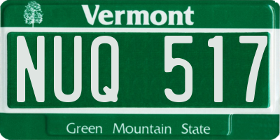 VT license plate NUQ517