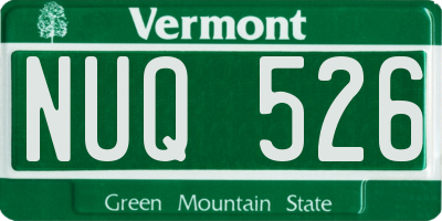 VT license plate NUQ526