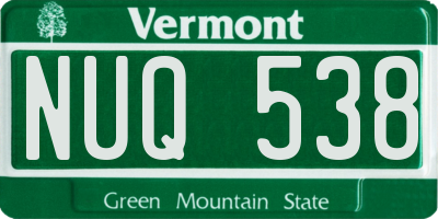 VT license plate NUQ538