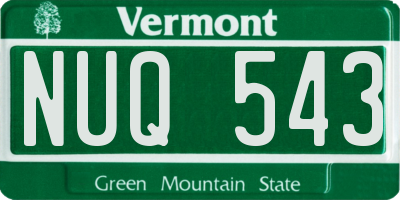 VT license plate NUQ543
