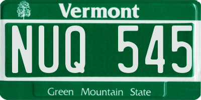VT license plate NUQ545