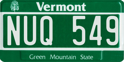 VT license plate NUQ549