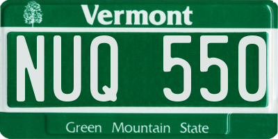 VT license plate NUQ550