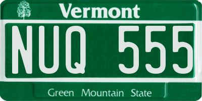 VT license plate NUQ555