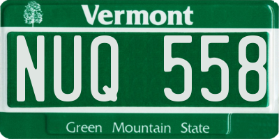 VT license plate NUQ558