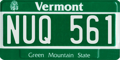 VT license plate NUQ561
