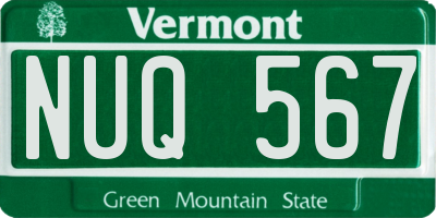 VT license plate NUQ567