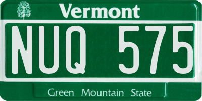 VT license plate NUQ575