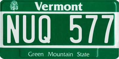 VT license plate NUQ577