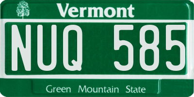 VT license plate NUQ585