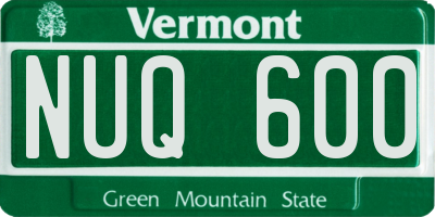 VT license plate NUQ600