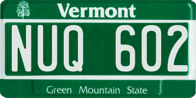 VT license plate NUQ602