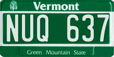 VT license plate NUQ637