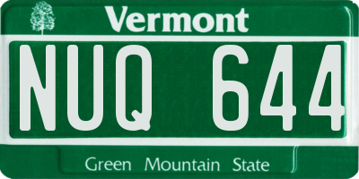 VT license plate NUQ644