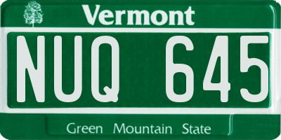 VT license plate NUQ645