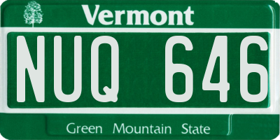 VT license plate NUQ646