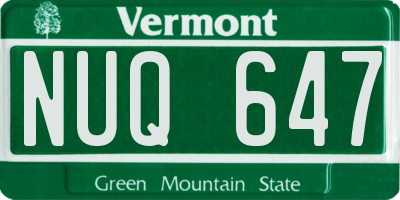 VT license plate NUQ647