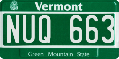 VT license plate NUQ663