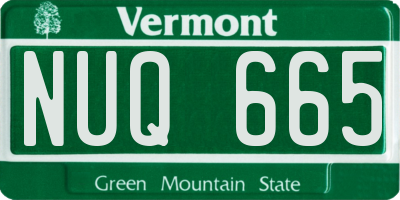 VT license plate NUQ665
