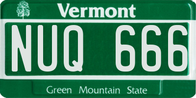 VT license plate NUQ666