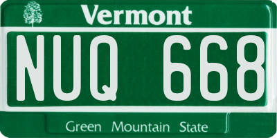 VT license plate NUQ668