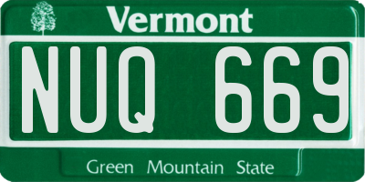 VT license plate NUQ669