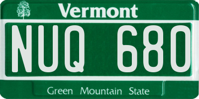 VT license plate NUQ680